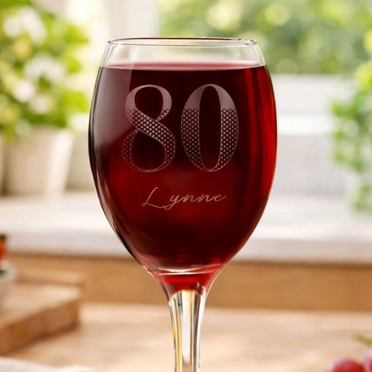 Age 80 Gift - Personalised Big Age Wine Glass