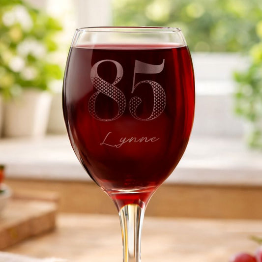 Age 85 Gift - Personalised Big Age Wine Glass
