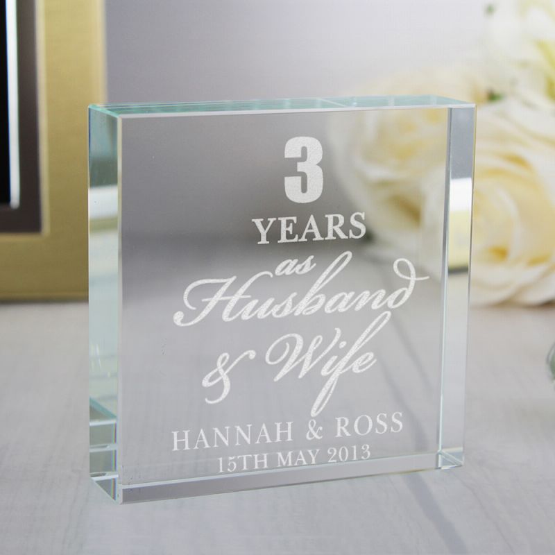 3rd Anniversary Gift - Personalised Crystal Token