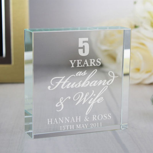 5th Anniversary Gift - Personalised Crystal Token