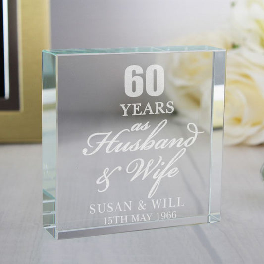 60th Anniversary Gift - Personalised Crystal Token