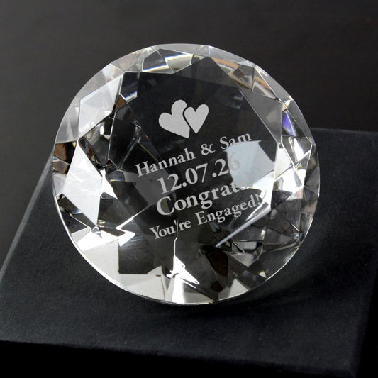 Engagement Gift - Personalised Heart Motif Paperweight