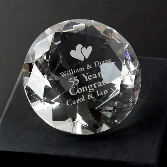 55th Anniversary Gift - Personalised Heart Motif Paperweight