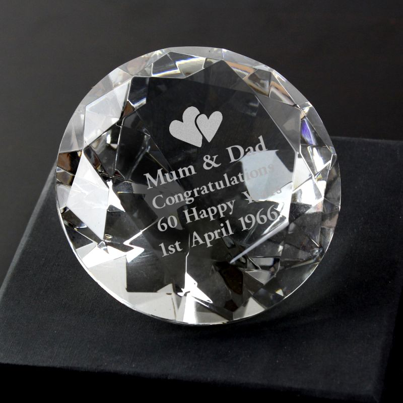 55th Anniversary Gift - Personalised Heart Motif Paperweight