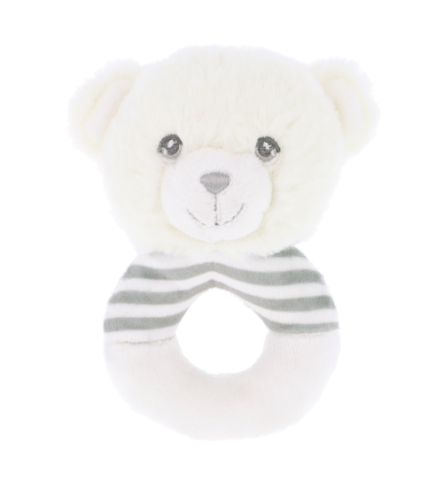 Baby Ring Rattle - White Teddy Bear