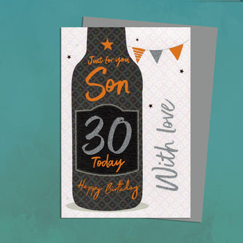 Son 30th Birthday Card - Beer & Bunting