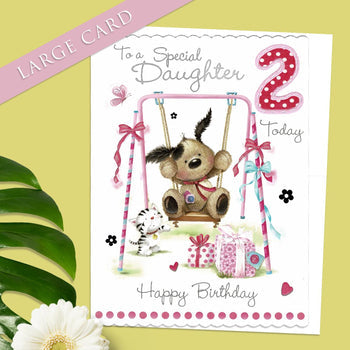 Daughter 2nd Birthday Card - Fudge & Friends Large