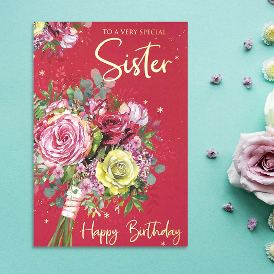 Sister Birthday Card - Vibrant Flowers