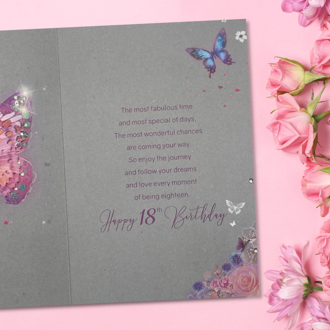 18th Birthday Card - Grace Butterflies