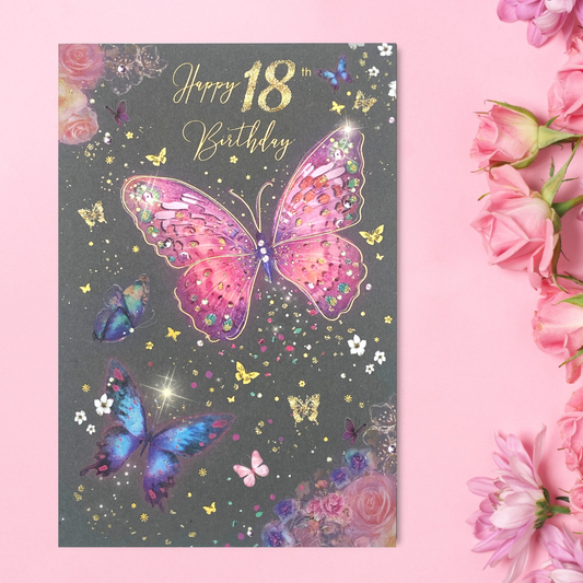 18th Birthday Card - Grace Butterflies