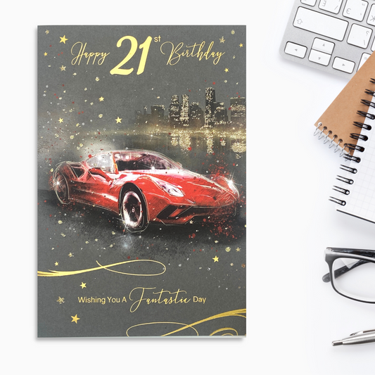 21st Birthday Card - Grayson Red Sports Car