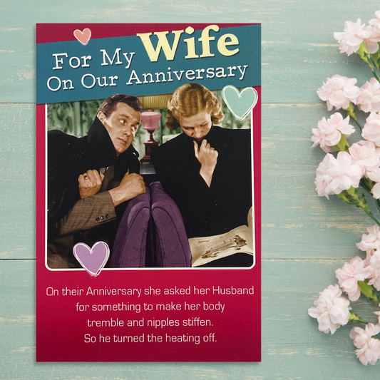 Wife Anniversary Card - Retro Rhetoric Humour