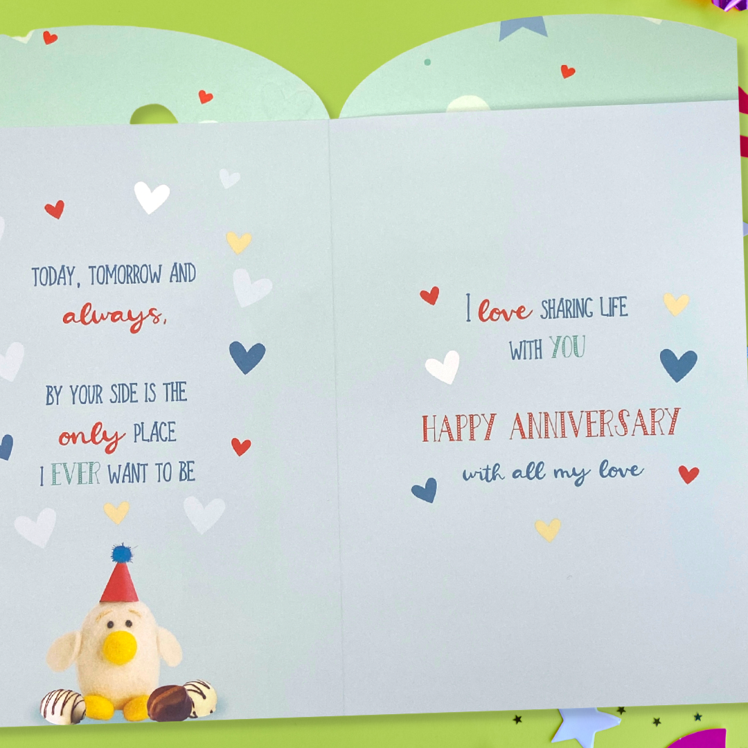 Husband Anniversary Card - Hubby Barley Bear Hearts