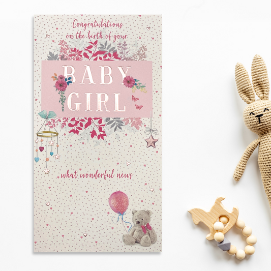 Baby Girl Card - Fir Tree Lane Tiny Hearts