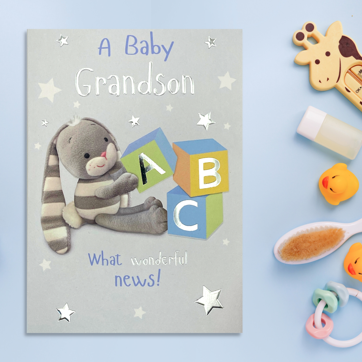 Birth Of Grandson Card - Hun Bun Blue ABC