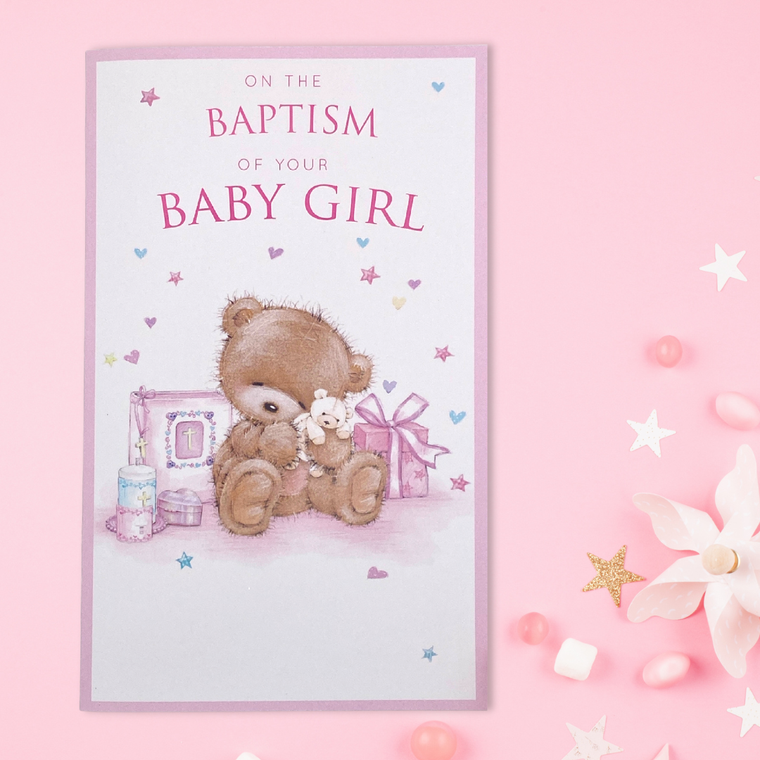 Baptism Card - Teddy Bear & Gifts