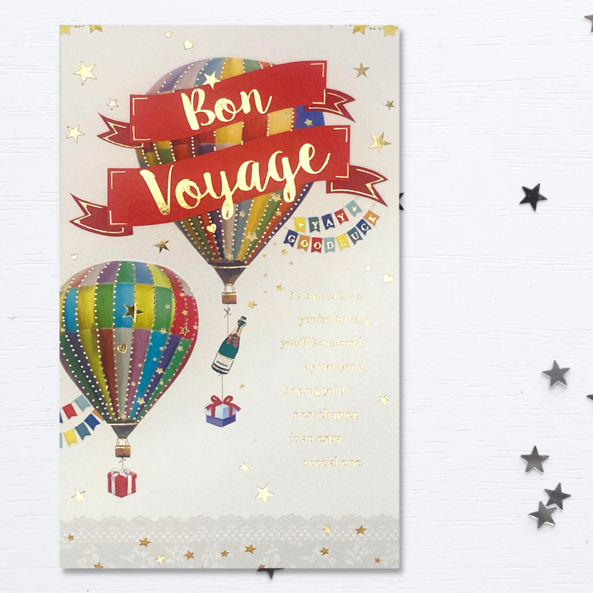 Bon Voyage Avec Amour Hot Air Balloons Card – The Celebration Store