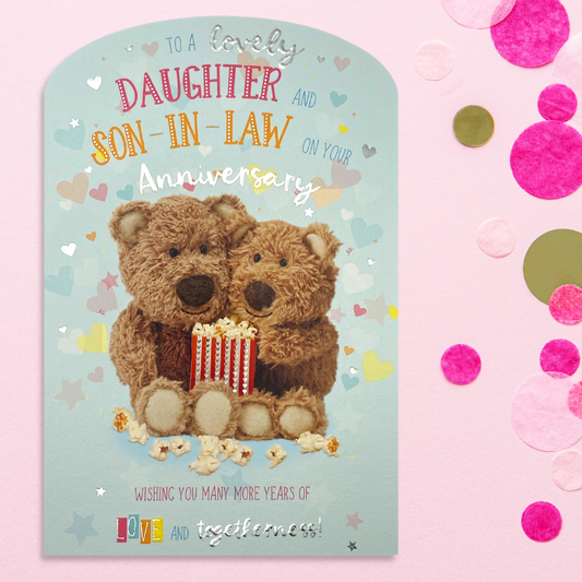 Daughter & Son-In-Law Wedding Anniversary Card - Barley Bear Popcorn