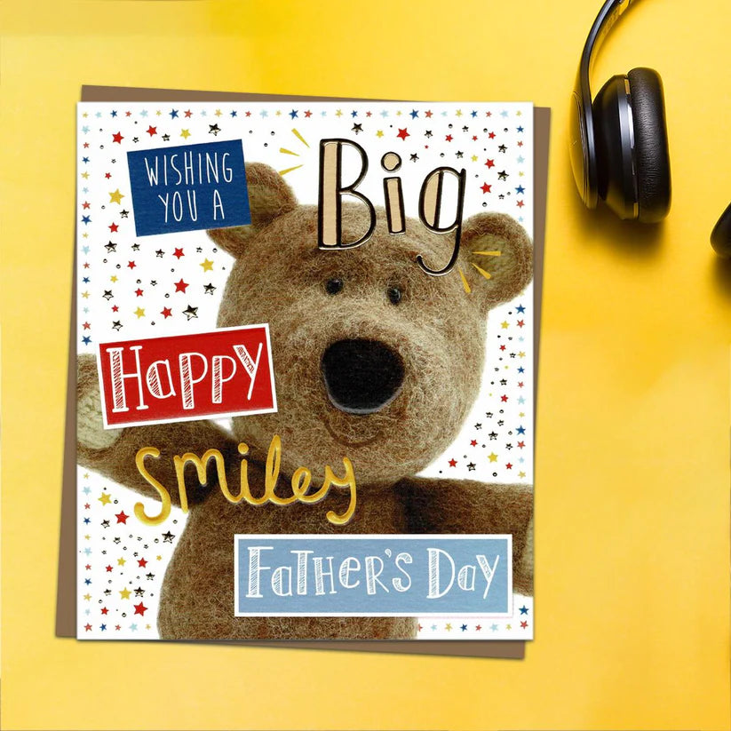 Father's Day Card Open - Barley Bear Big Happy Smiley