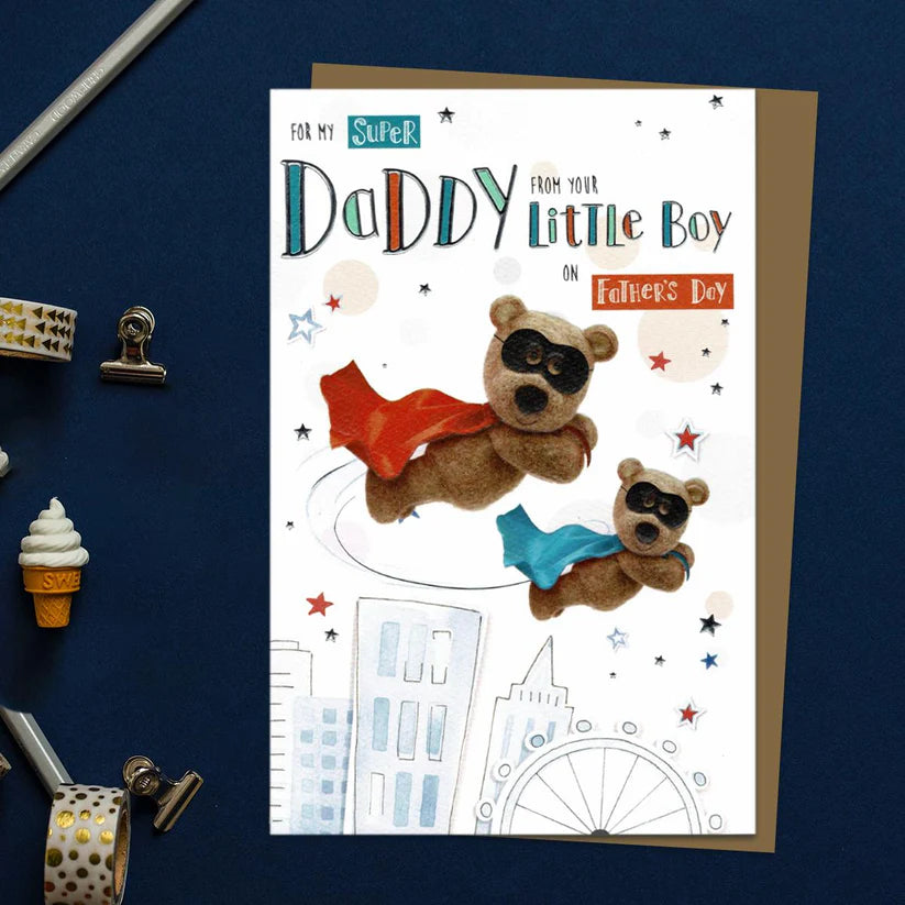 Daddy Father's Day Card - From Your Little Boy Superheroes