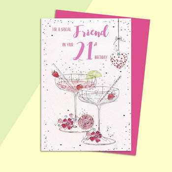 Friend 21st Birthday Card  - Champagne Cocktails