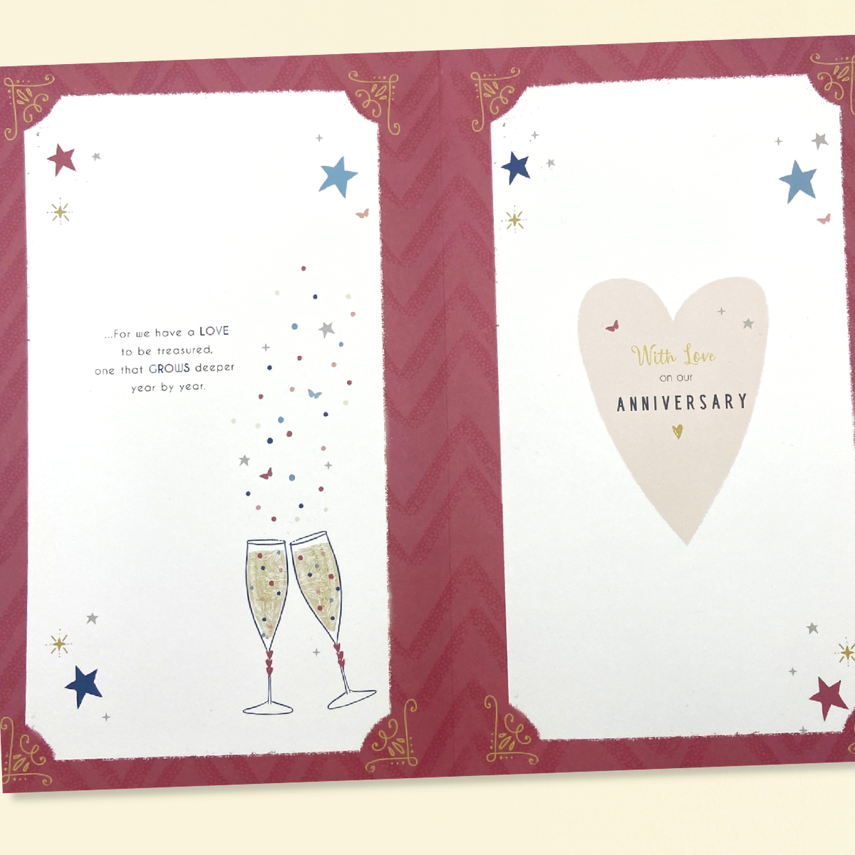 Husband Anniversary Card - Pavillion Large Bubbly & Flutes