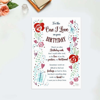 One I Love Birthday Card - 3-Fold Eternal Hearts & Flowers