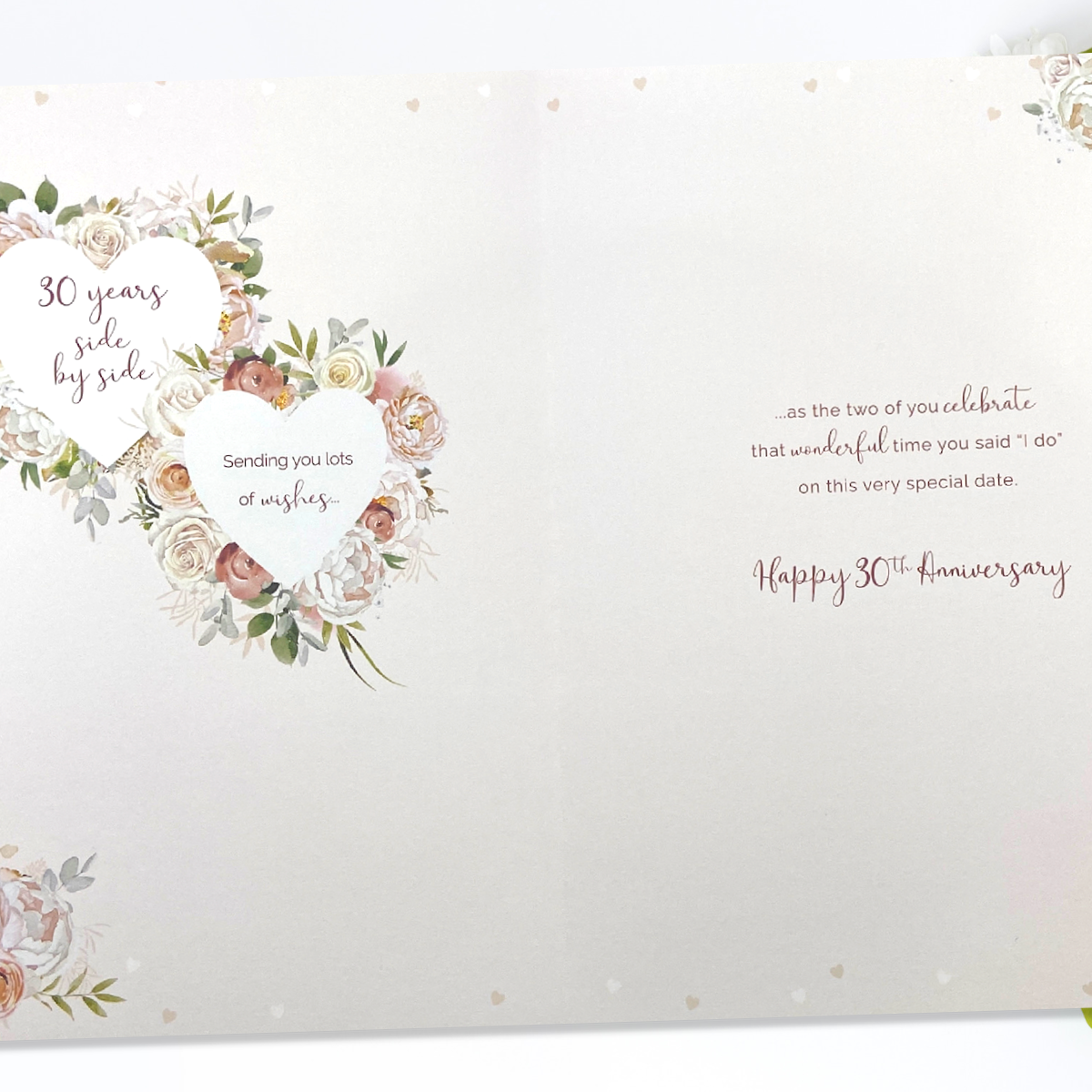 Pearl Wedding Anniversary Card - 30th Sentiments Hearts