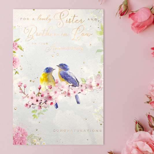 Sister & Brother-In-Law Wedding Anniversary Card - Brighstone Birds