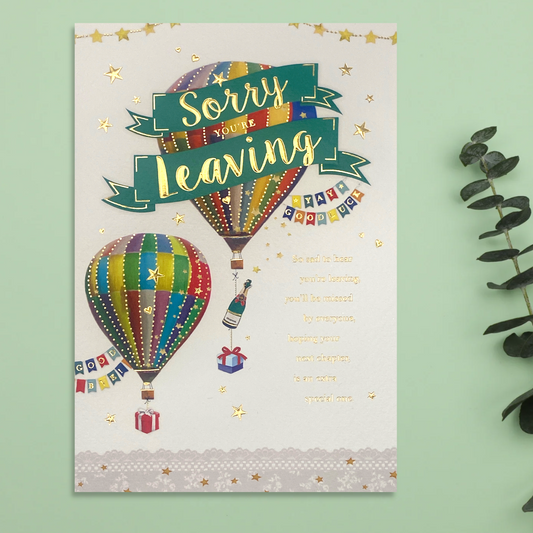 Sorry You're Leaving Card- Avec Amour Hot Air Balloons