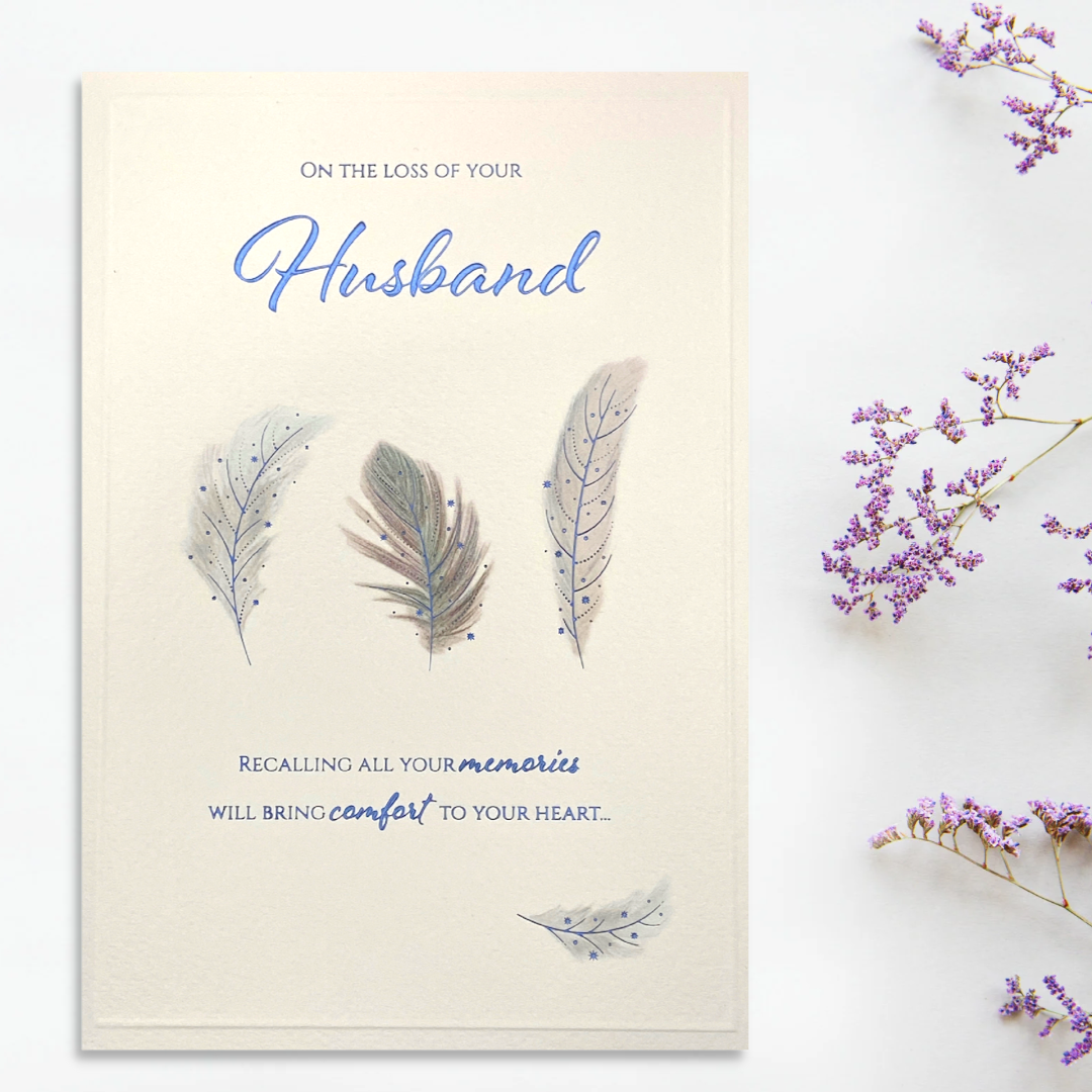 Sympathy Card Loss Of Husband - Feathers