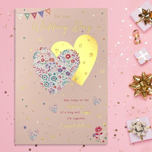 Wedding Day Card- Just For You Twin Hearts