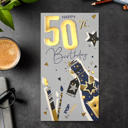50th Birthday Card - Signature Pop The Corks