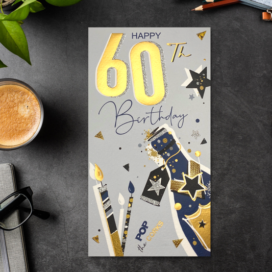 60th Birthday Card - Signature Pop The Corks