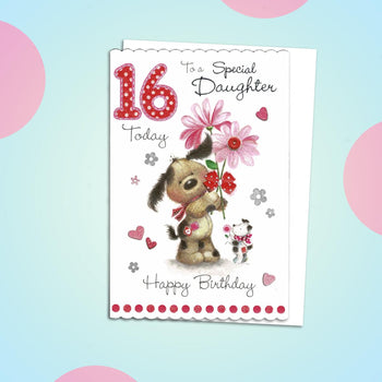 Daughter 16th Birthday Card - Fudge & Friends