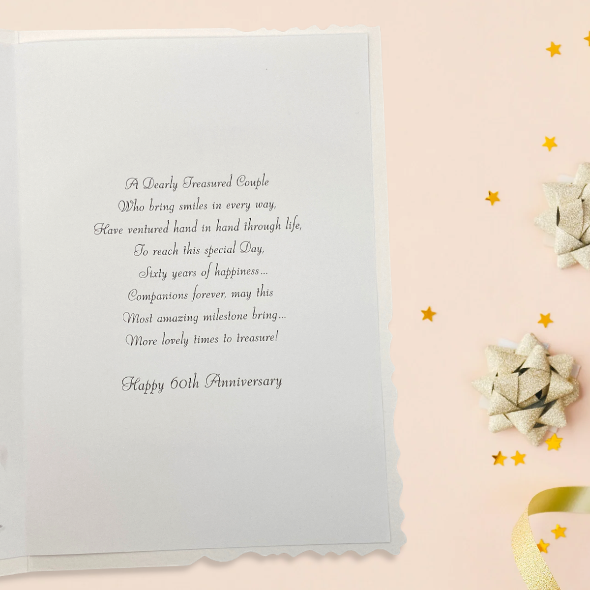 Diamond Wedding Anniversary Card - 60th Velvet Sparkle