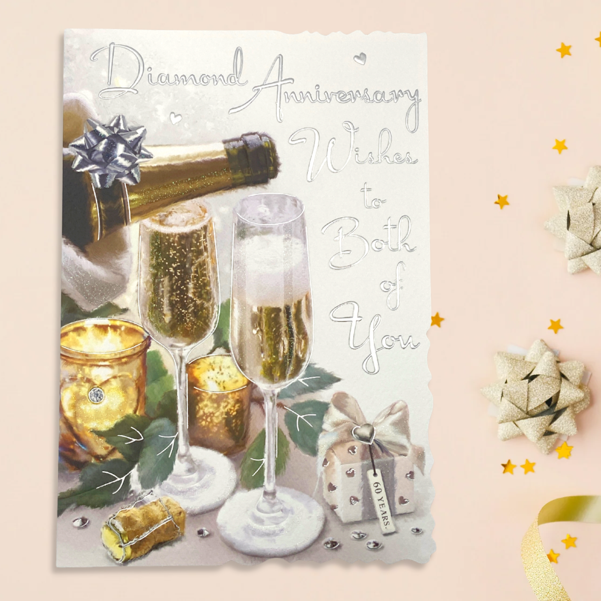 Diamond Wedding Anniversary Card - 60th Velvet Sparkle