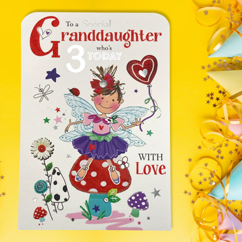Granddaughter 3rd Birthday Card - Twingles Toadstool