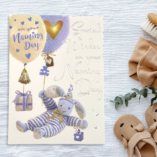 Naming Day Card - Velvet Blue Sparkle