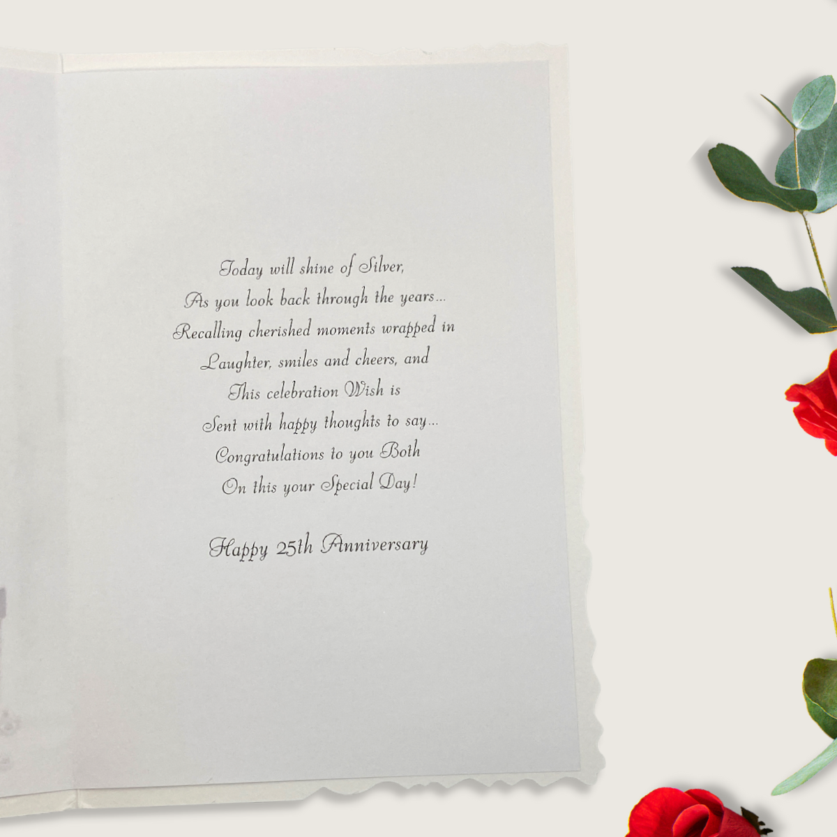 Silver Wedding Anniversary Card - 25th Velvet Sparkle