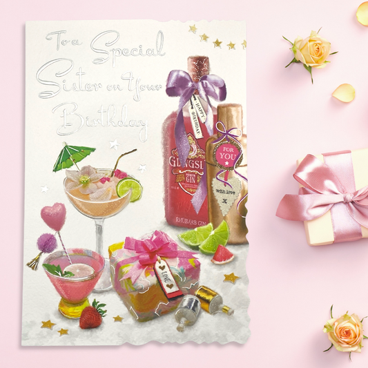 Sister Birthday Card - Velvet Gin Cocktails