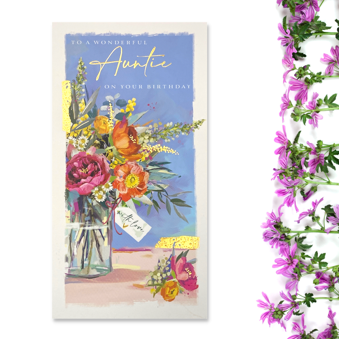 Auntie Birthday Card - At Home Bright Blooms