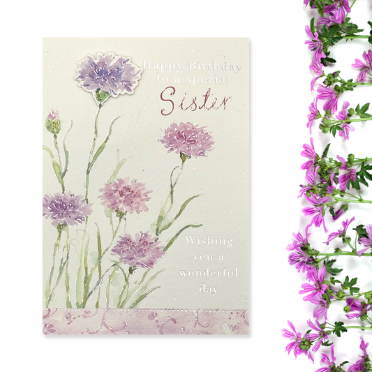 Sister Birthday Card - Cornflowers Decoupage