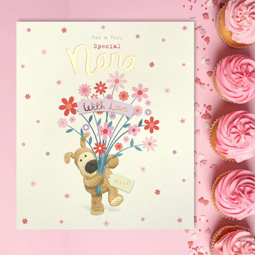 Nana Birthday Card - Boofle Bear Bouquet