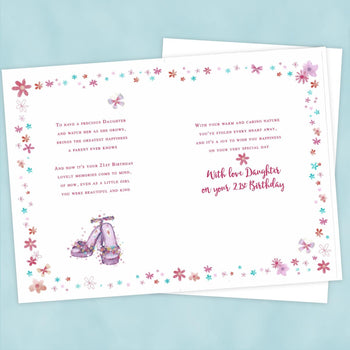 Daughter 21st Birthday Card - Purple Shoes Large