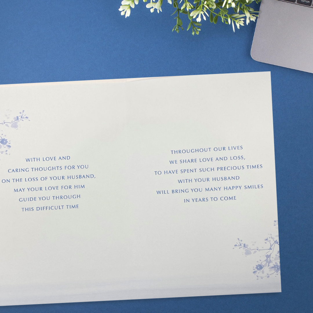 Sympathy Card Loss Of Husband - Blue Blossom