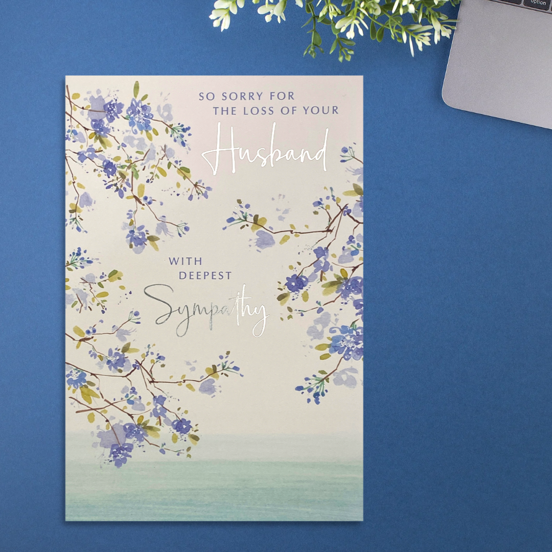Sympathy Card Loss Of Husband - Blue Blossom