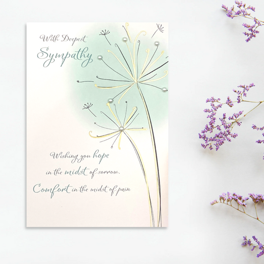 Sympathy Card Open - Dandelion Pearls