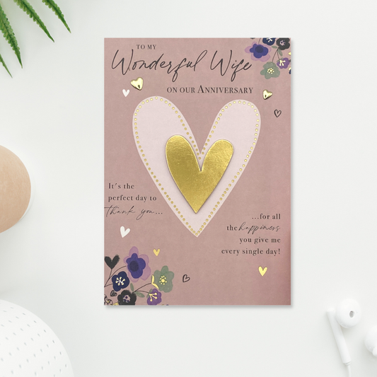 Wife Anniversary Card - Just To Say Hearts