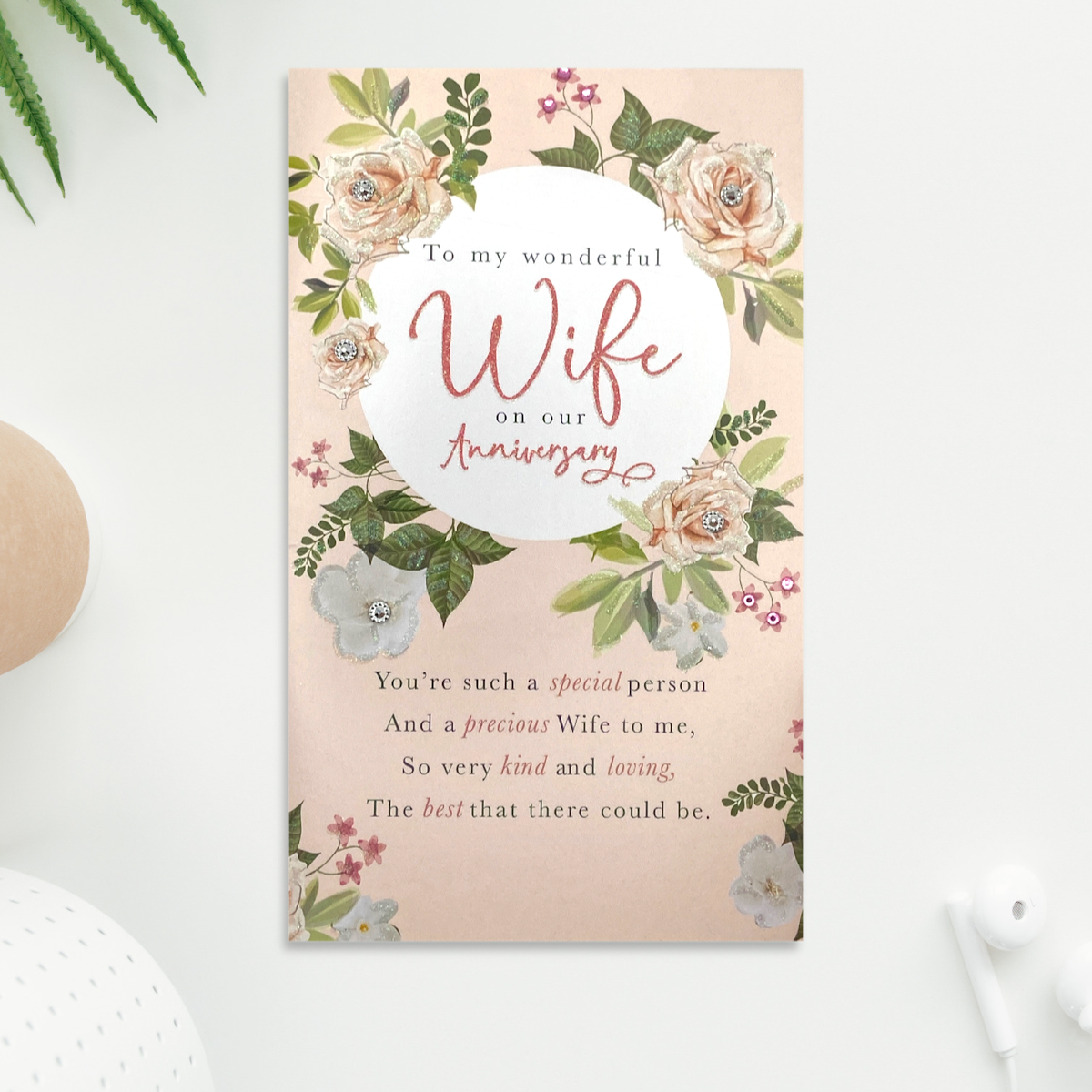 Wife Anniversary Card - Embellished